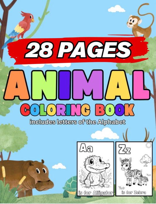 BrightLittleMinds Animal Alphabet Coloring Book